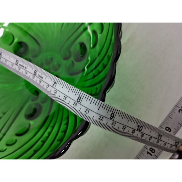 Vintage 50s Anchor Hocking Emerald Green Bubble Glass Footed Bowl Mid Century - Picture 6 of 7